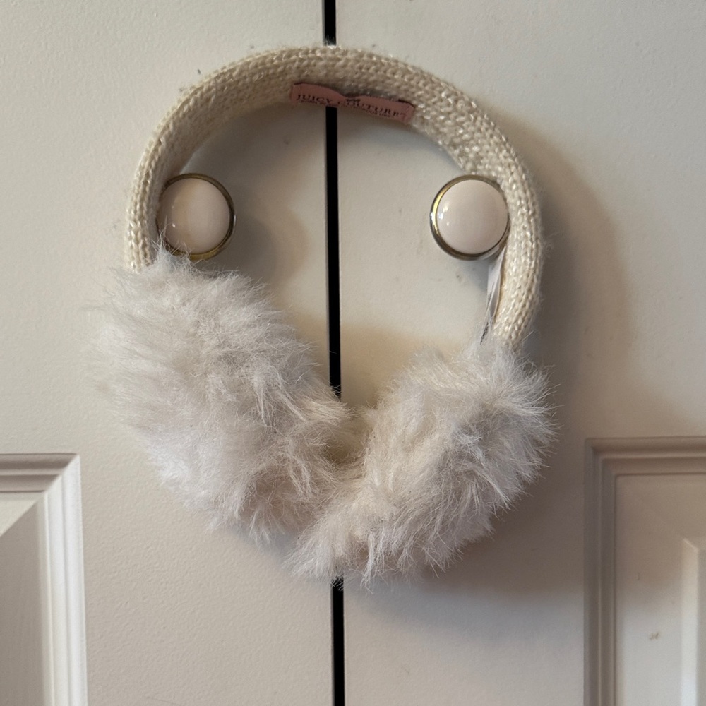 Juicy Couture Fuzzy White Ear Muffs